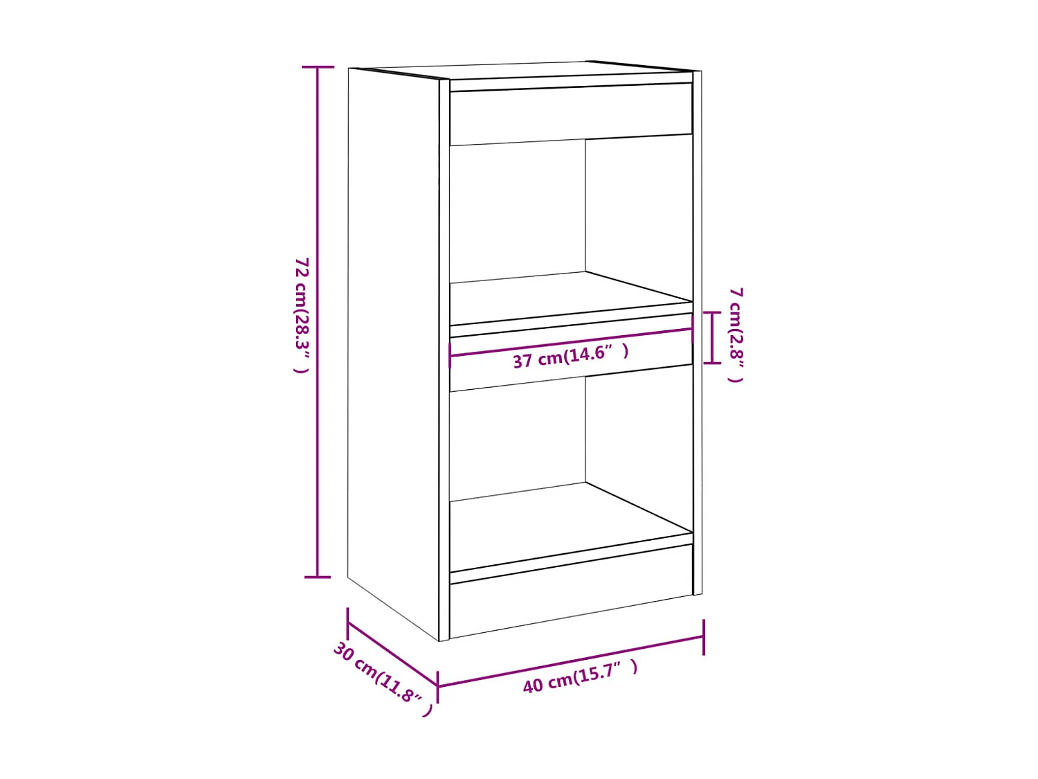 Libreria/Divisorio Grigio Cemento 40x30x72 cm