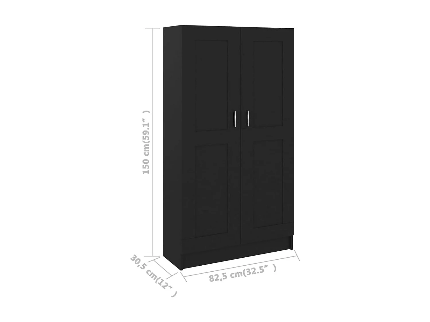 Bibliothèque Noir 82,5x30,5x150 cm Bois d’ingénierie