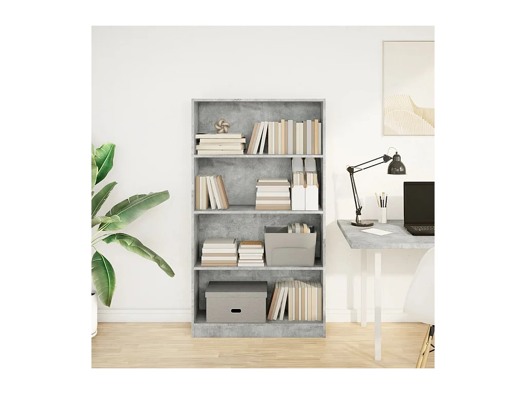 Bibliothèque gris béton 80x24x143 cm bois d'ingénierie