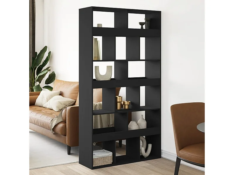 Parete divisoria nera 100x33x187,5 cm in legno ingegnerizzato