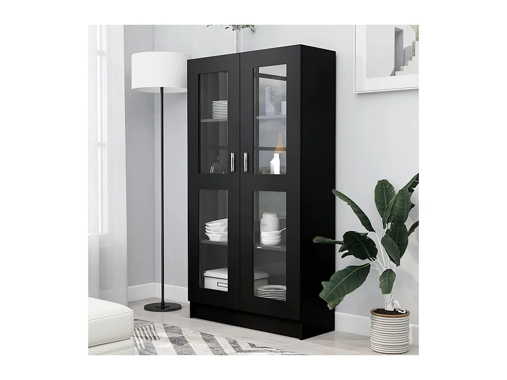 Armoire à vitrine Noir 82,5x30,5x150 cm Bois d'ingénierie