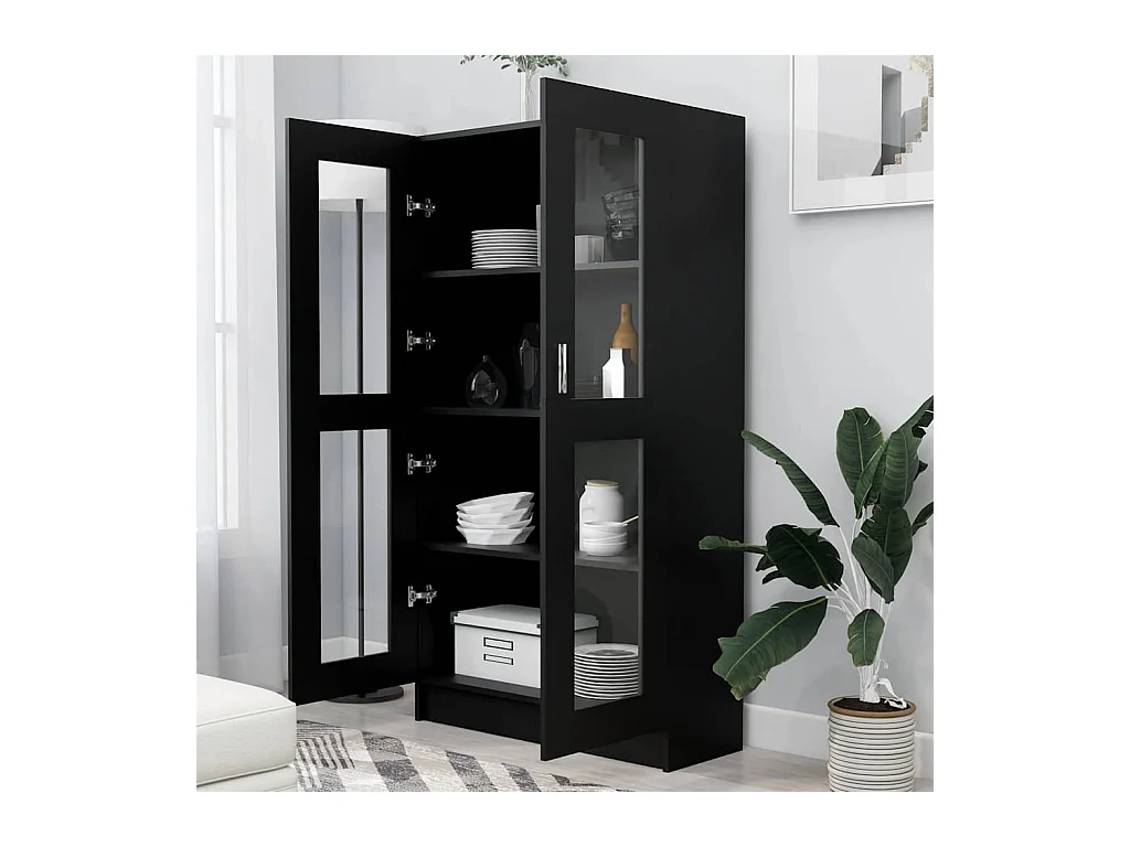 Armoire à vitrine Noir 82,5x30,5x150 cm Bois d'ingénierie
