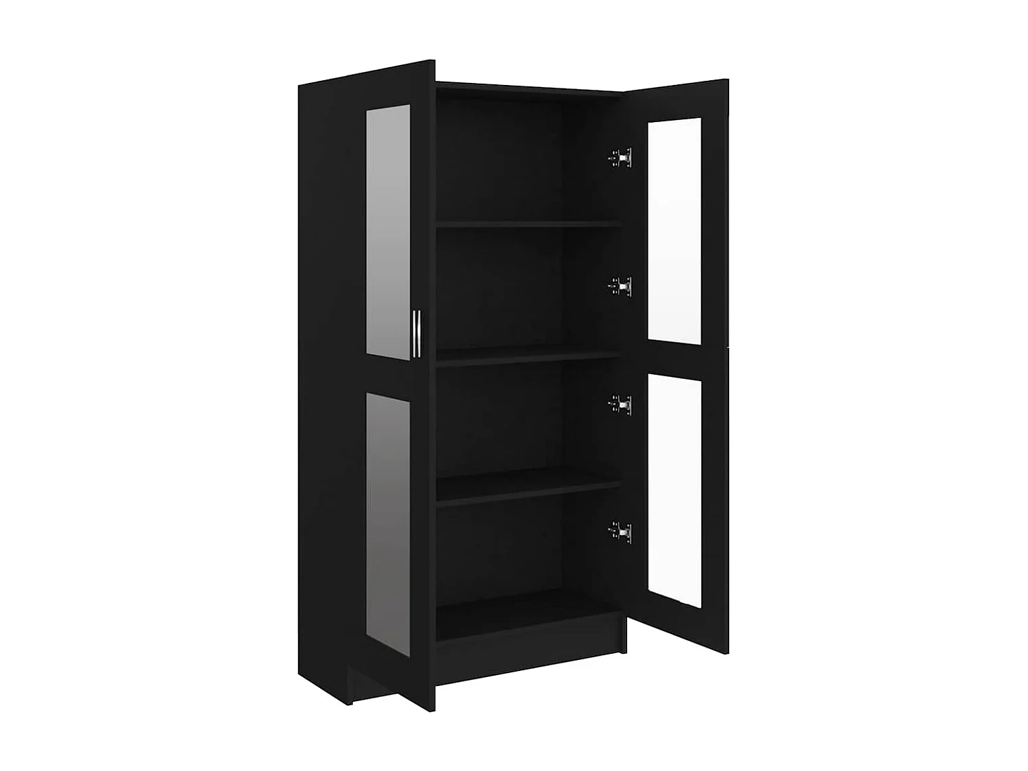 Zwarte vitrinekast 82,5x30,5x150 cm Technisch hout