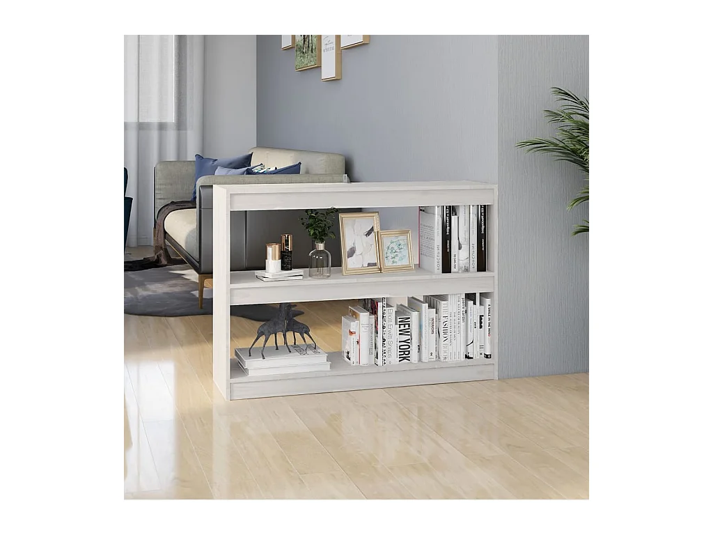Bibliothèque/Séparateur de pièce Blanc 100x30x71,5cm Pin massif
