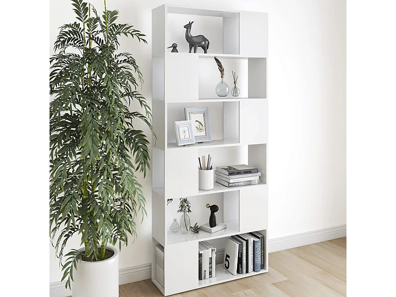 Witte boekenkast/kamerverdeler van bewerkt hout