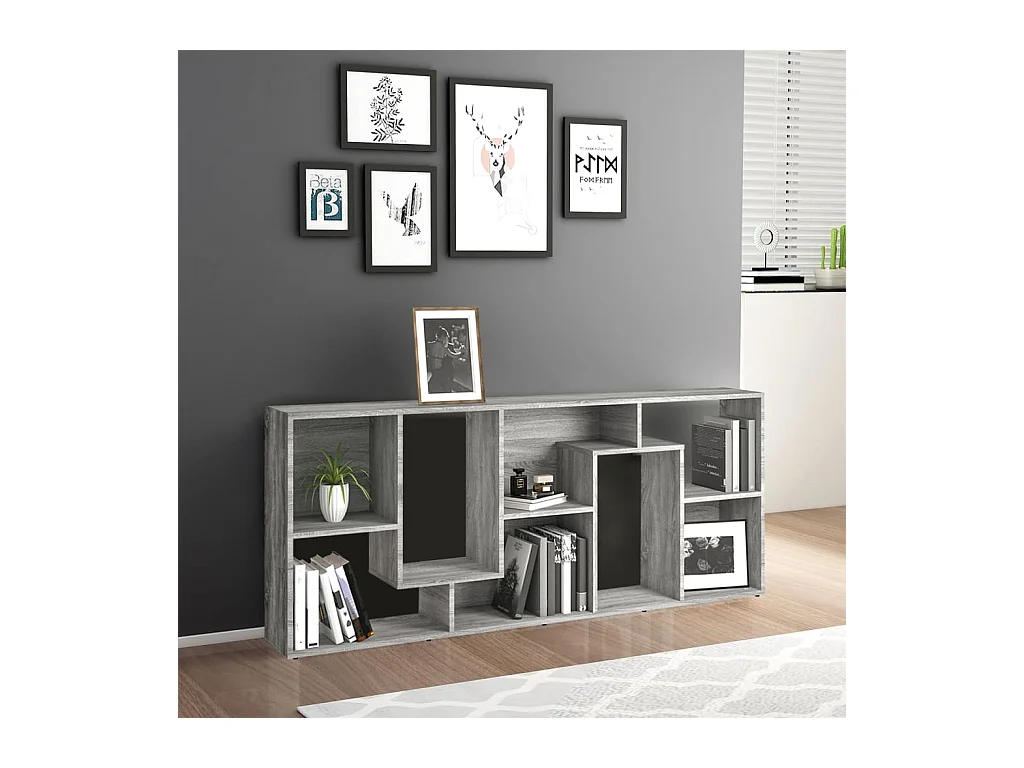 Bibliothèque Sonoma gris 67x24x161 cm Bois d'ingénierie