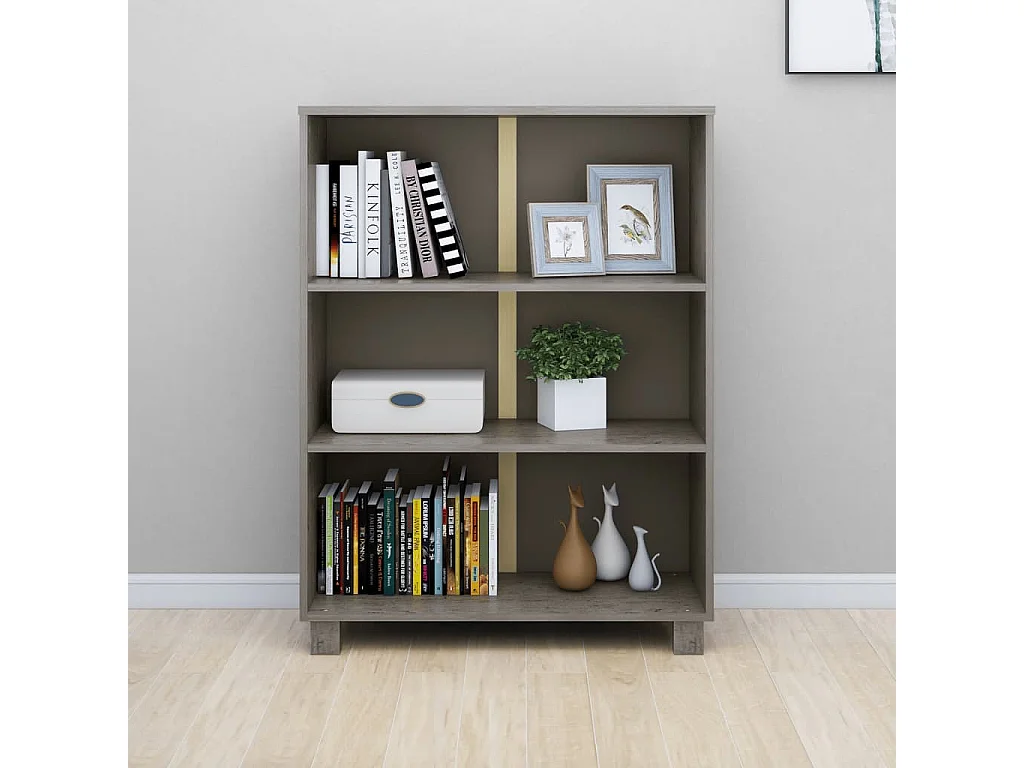 Bibliothèque HAMAR Gris clair 85x35x112 cm Bois de pin massif