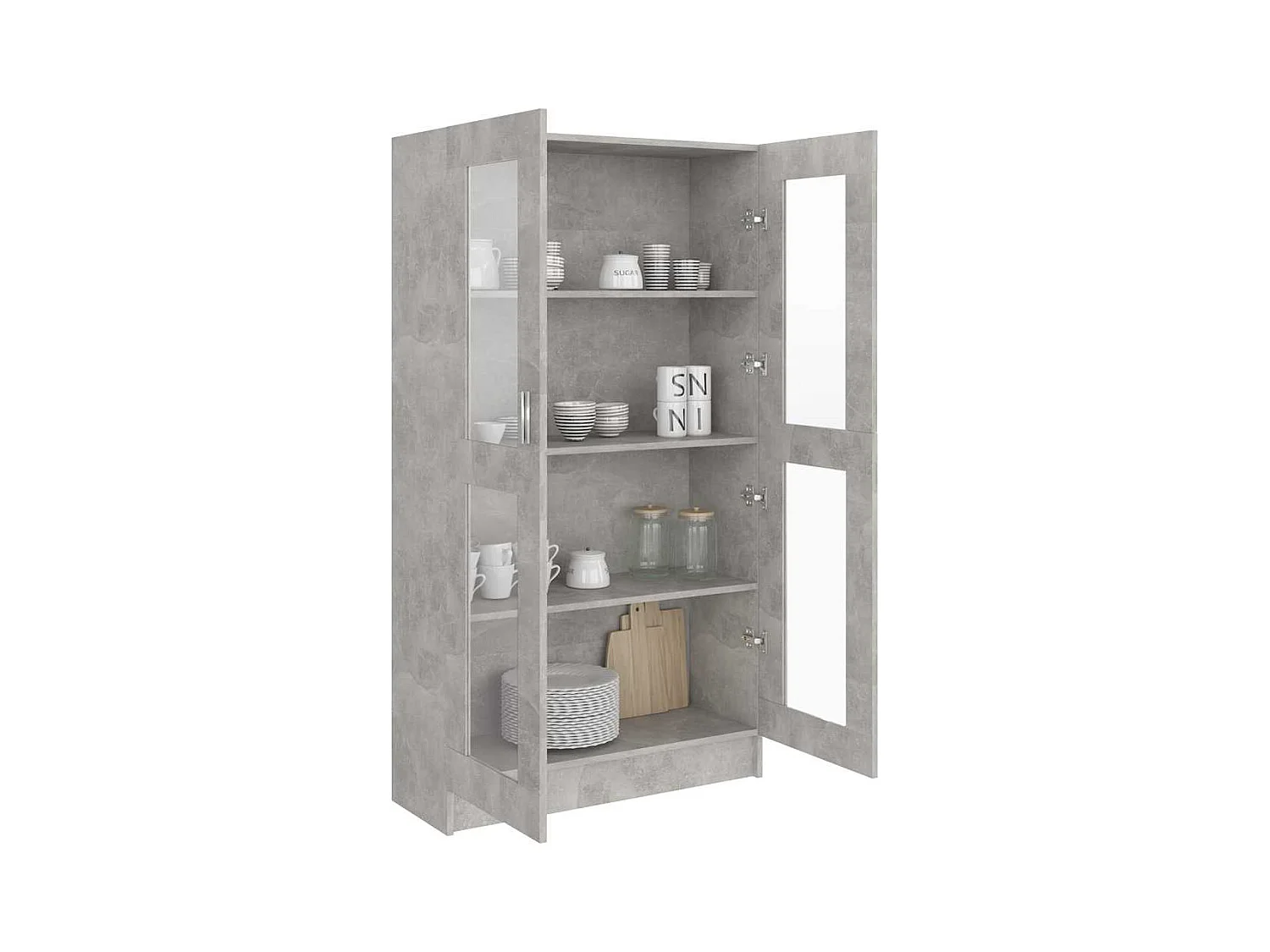Armoire à vitrine Gris béton 82,5x30,5x150 cm Bois d'ingénierie