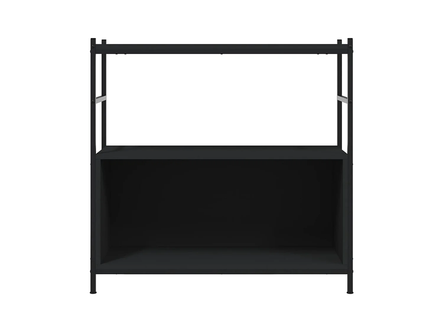 Bibliothèque noir 80x30x78,5 cm bois d'ingénierie et fer