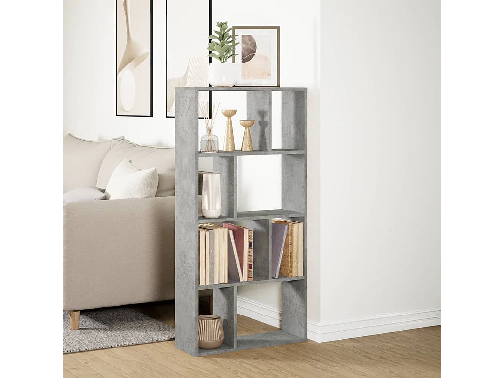 Librería de hormigón gris 60x20x120 cm madera de ingeniería