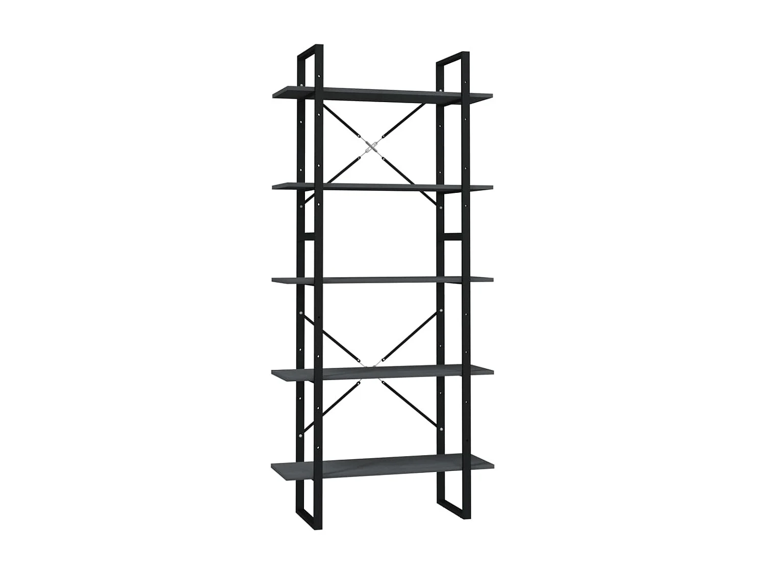 Bibliothèque à 5 niveaux Gris 80x30x175 cm Bois de pin