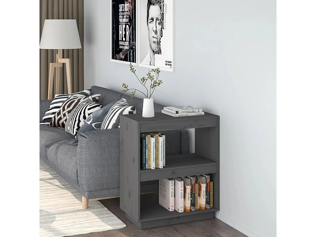 Librería Gris 60x35x71 cm Madera Maciza de Pino