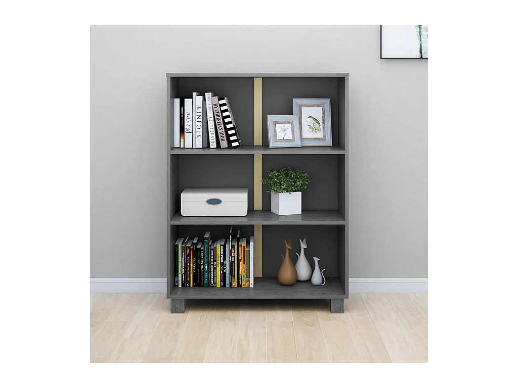 Bibliothèque HAMAR Gris foncé 85x35x112 cm Bois de pin massif