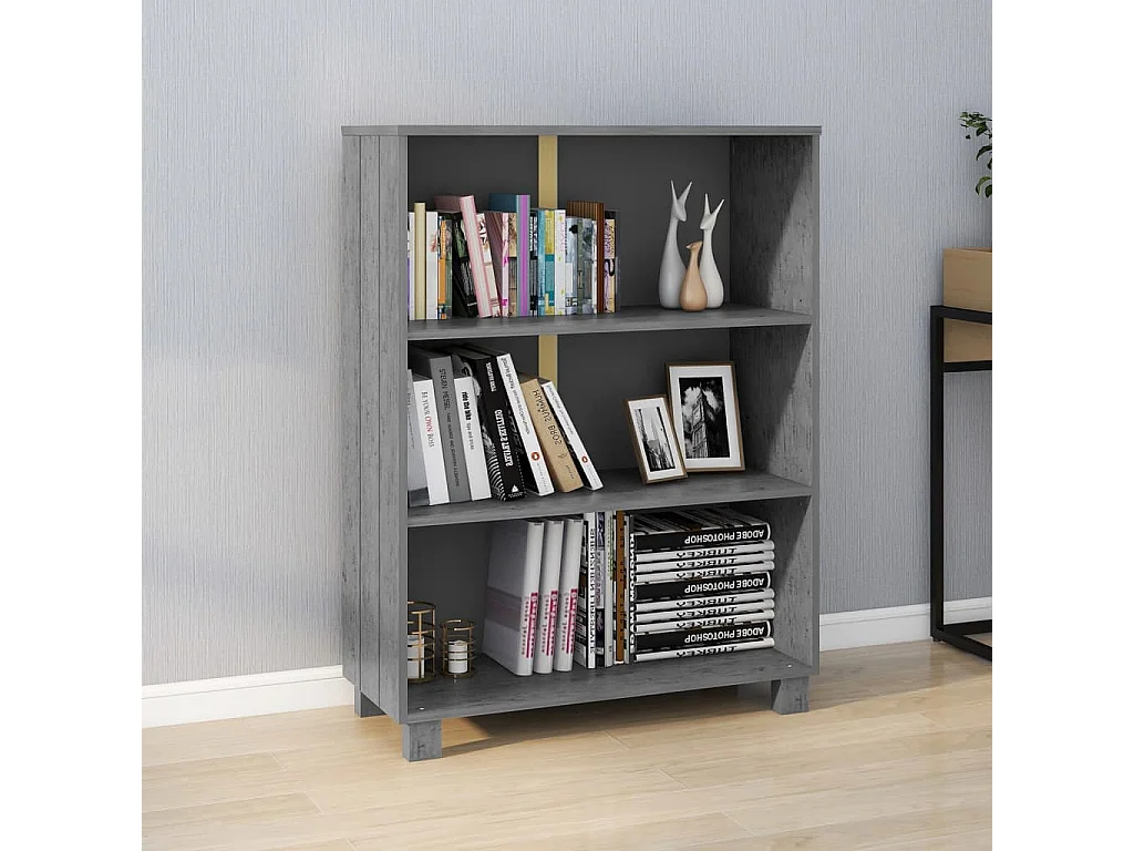 Librería HAMAR Gris Oscuro 85x35x112 cm Madera Maciza de Pino
