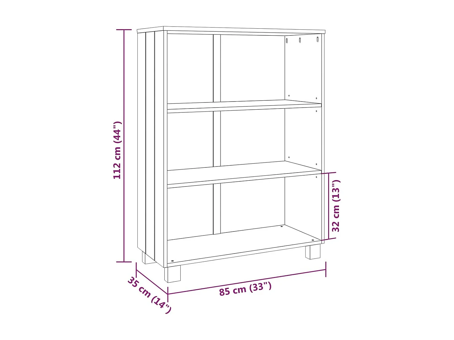 Librería HAMAR Gris Oscuro 85x35x112 cm Madera Maciza de Pino