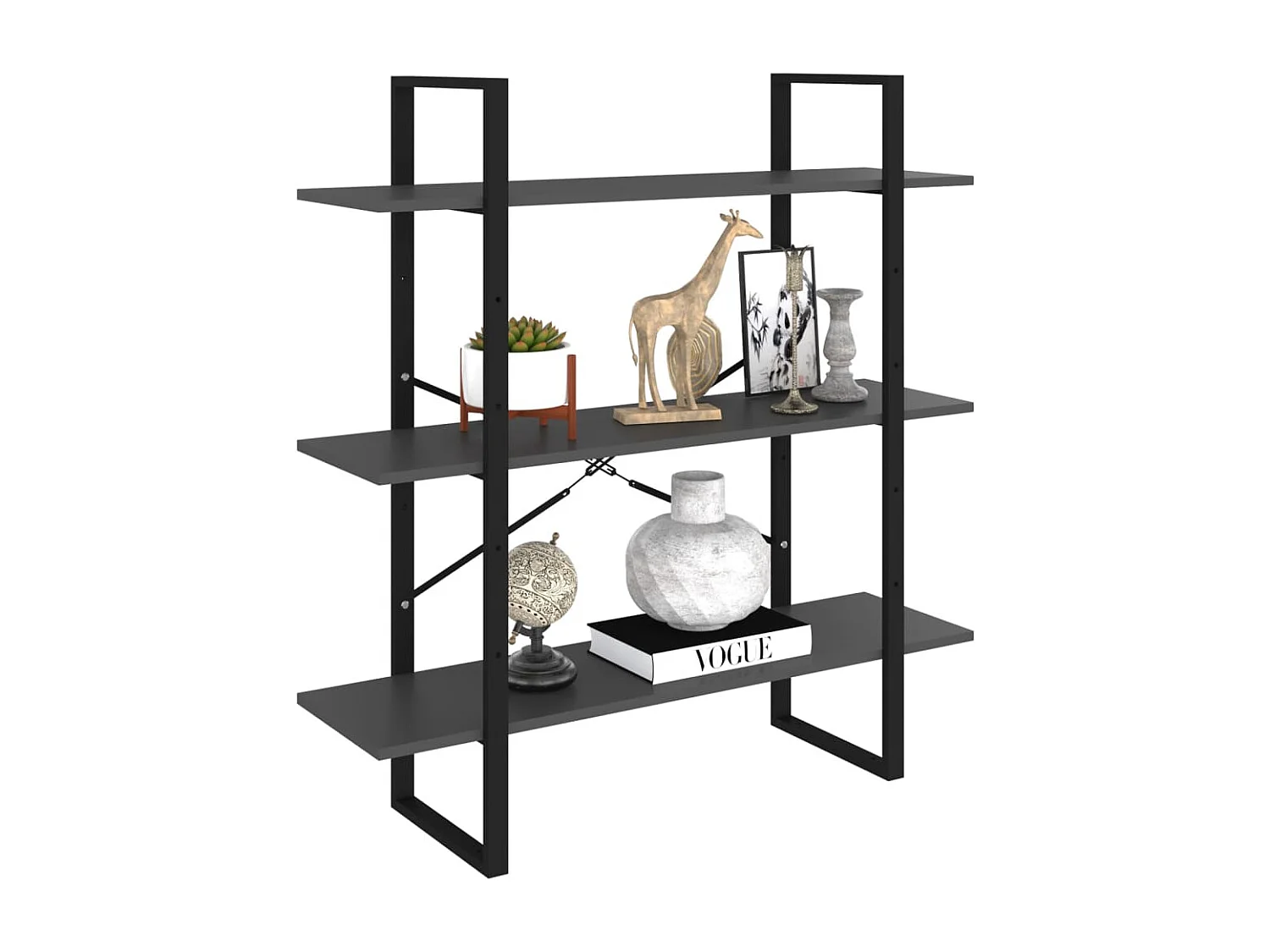 Bibliothèque gris 100x30x105 cm bois d’ingénierie