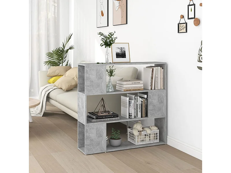 Bibliothèque/Séparateur de pièce Gris béton 100x24x94 cm