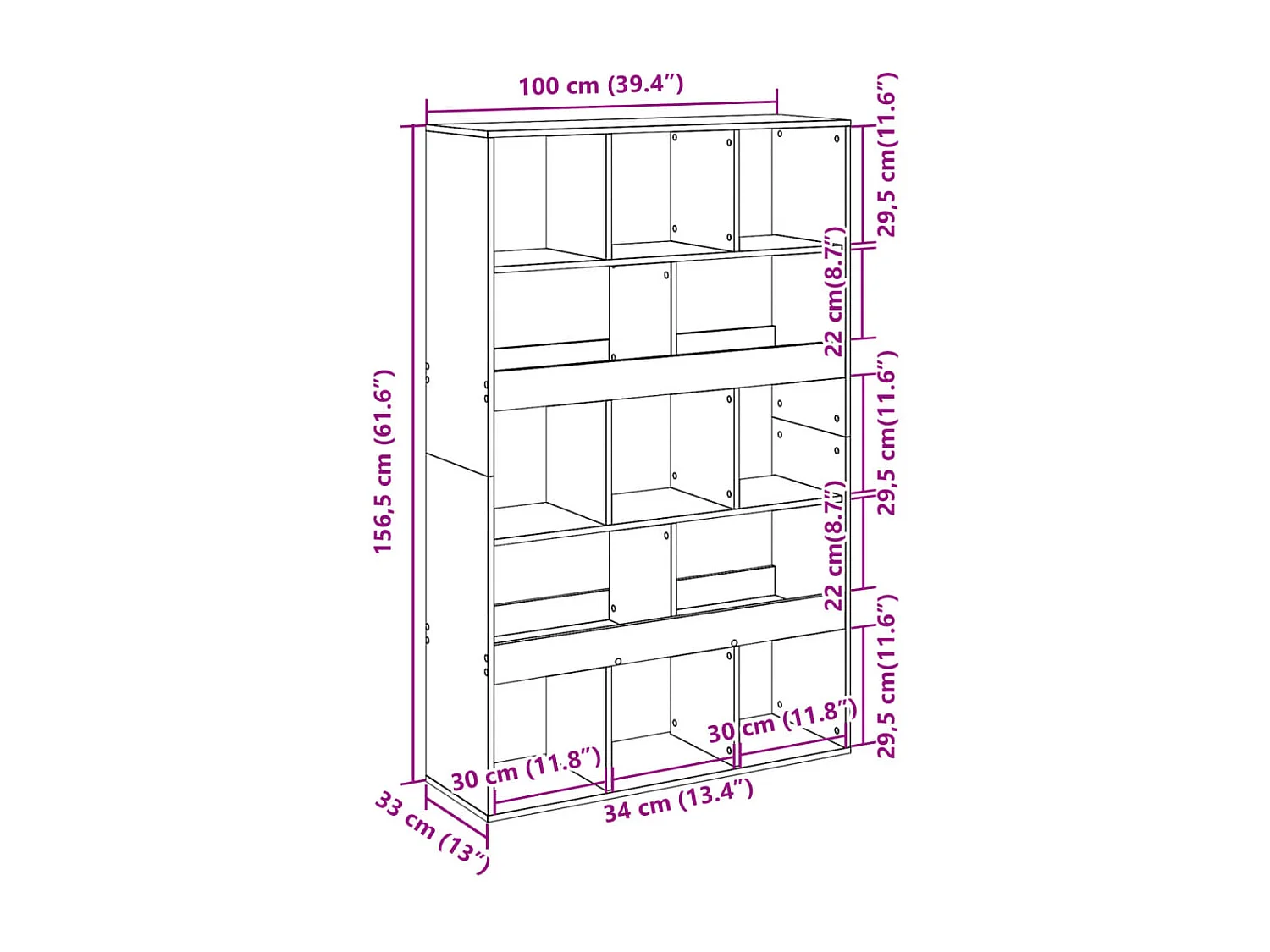 Parete divisoria bianca 100x33x156,5 cm in legno ingegnerizzato