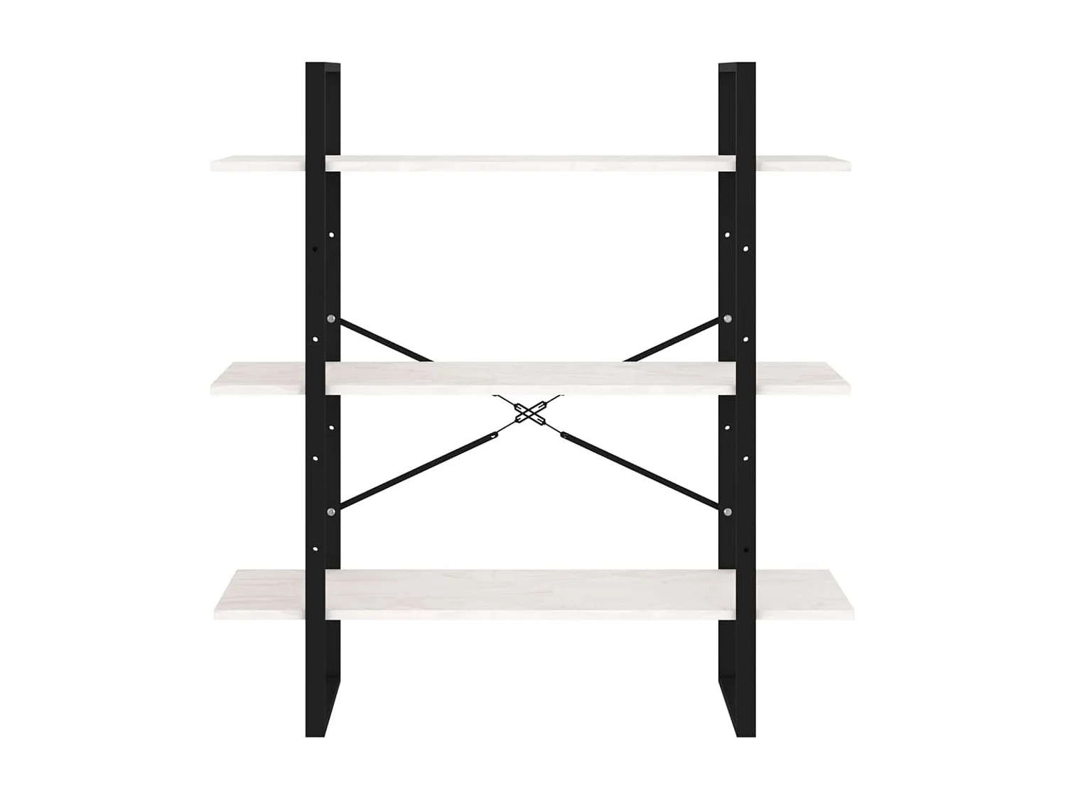 Libreria a 3 ripiani Bianca 100x30x105 cm Legno massello di pino