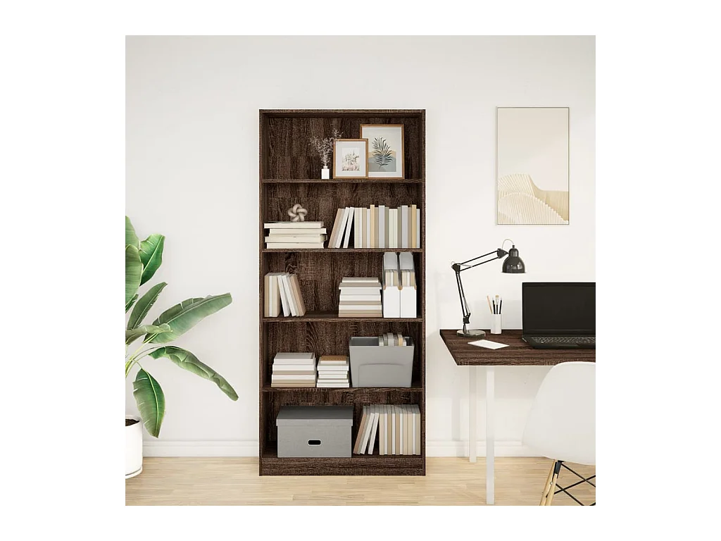 Bibliothèque chêne marron 80x24x176 cm bois d'ingénierie
