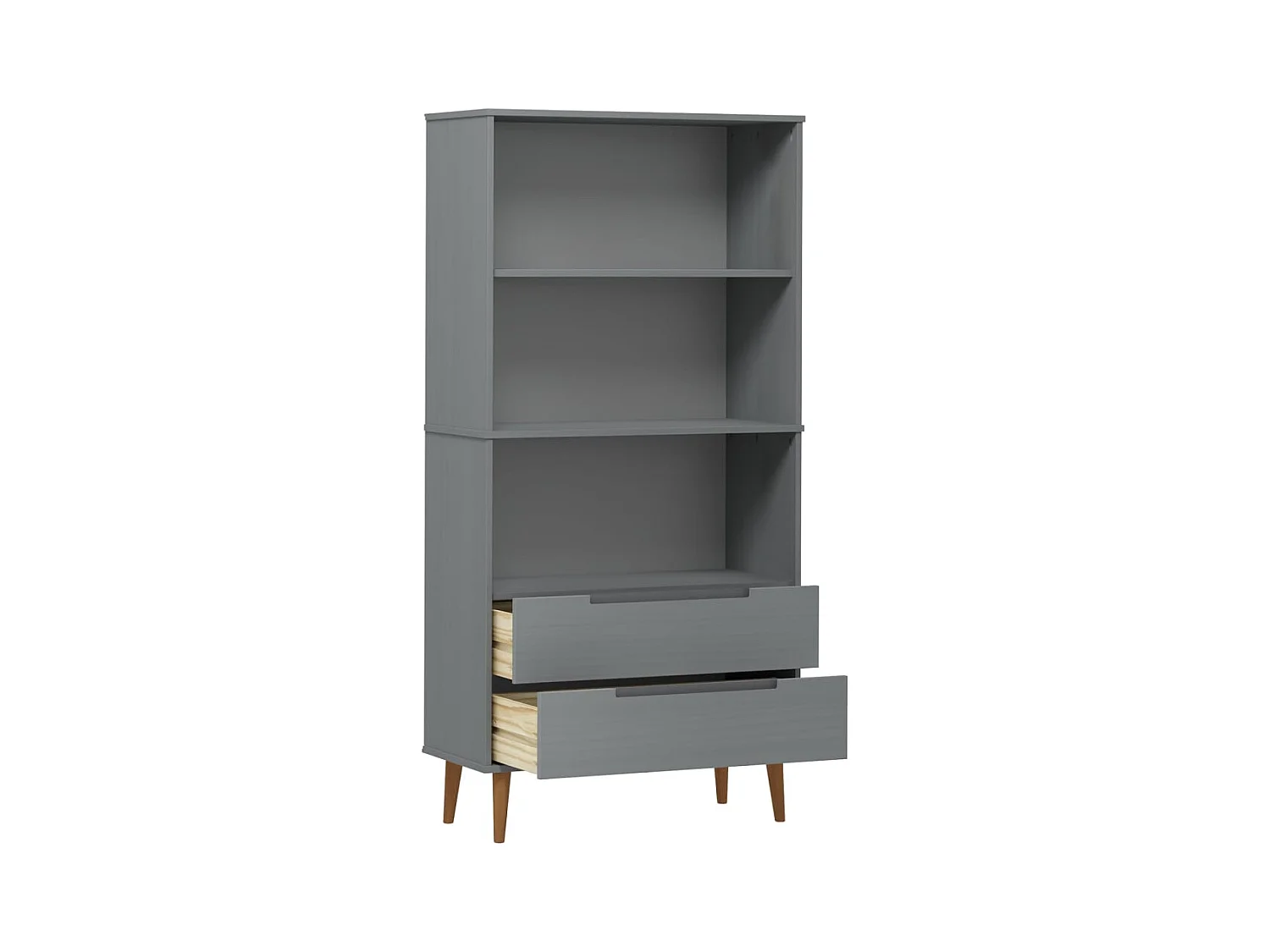 Bibliothèque MOLDE Gris 85x35x170,5 cm Bois massif de pin