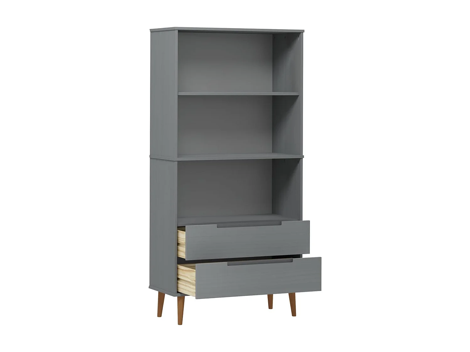 Bibliothèque MOLDE Gris 85x35x170,5 cm Bois massif de pin