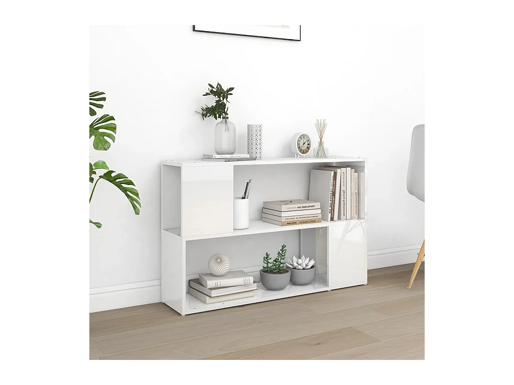 Librería Blanco Brillo 100x24x63 cm Madera de Ingeniería