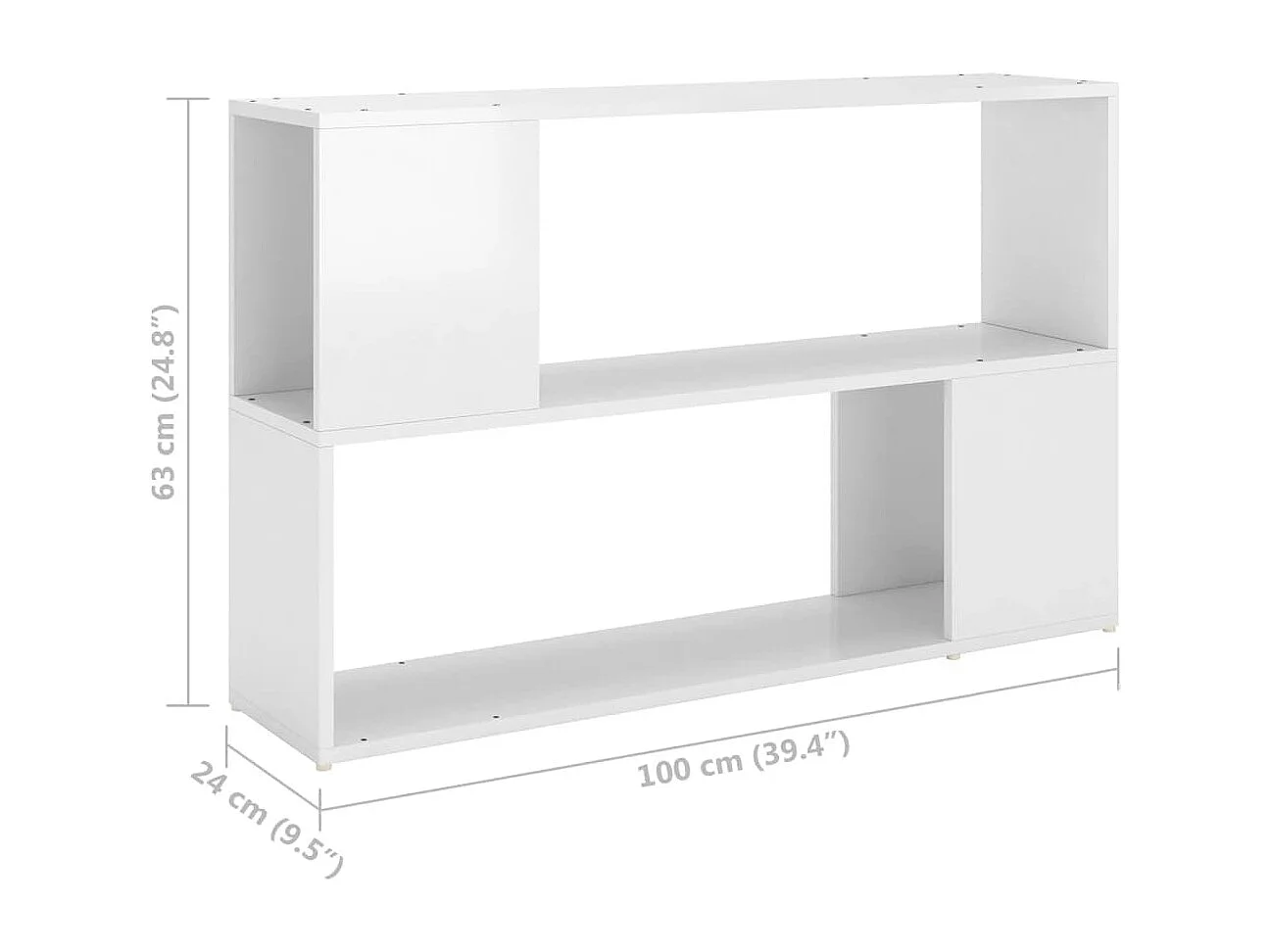 Bibliothèque Blanc brillant 100x24x63 cm Bois d'ingénierie
