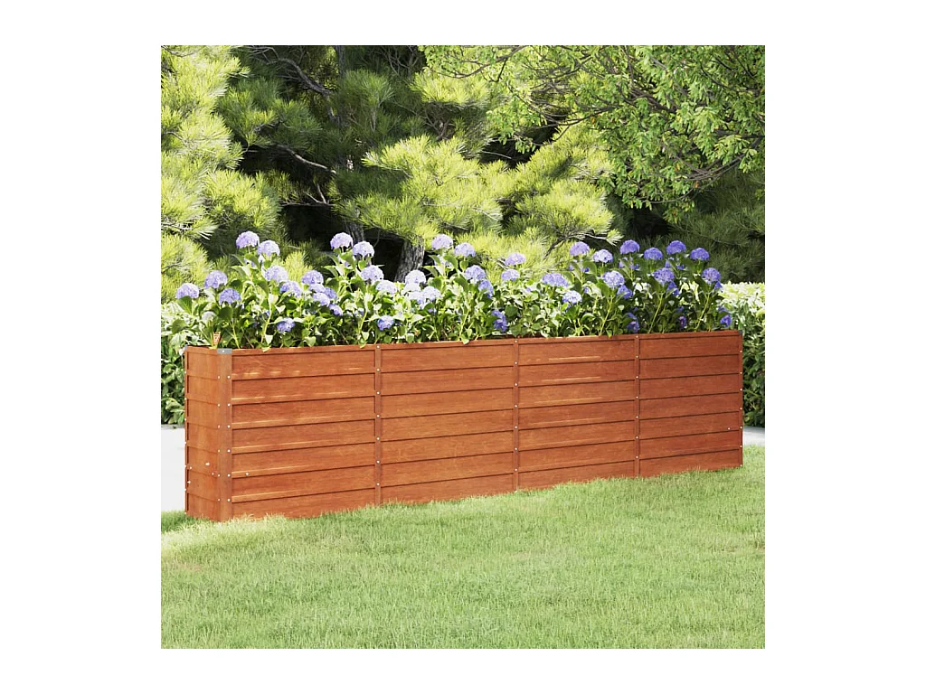 Lit surélevé de jardin rouillé 320x40x77 cm acier corten