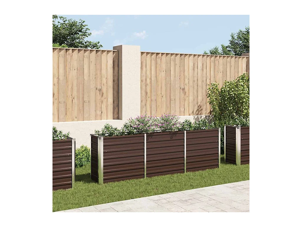 Lit surélevé de jardin Acier galvanisé 240x40x77 cm Marron