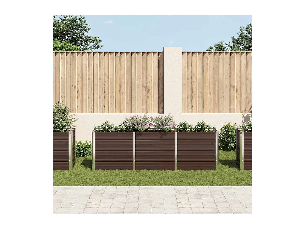 Lit surélevé de jardin Acier galvanisé 240x40x77 cm Marron