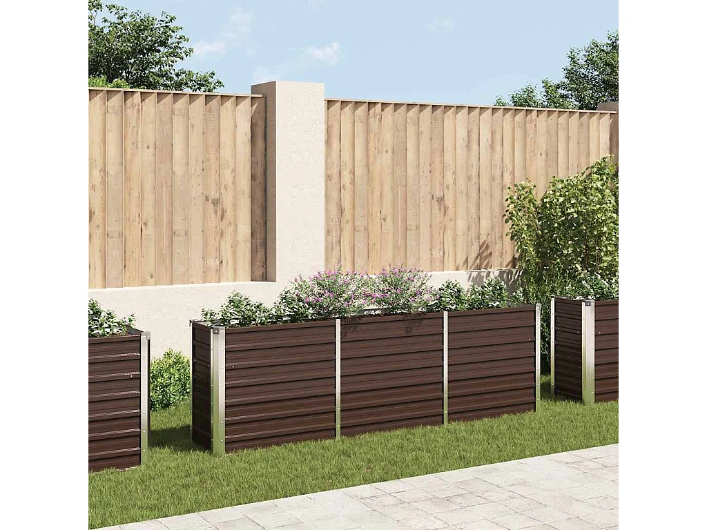 Lit surélevé de jardin Acier galvanisé 240x40x77 cm Marron