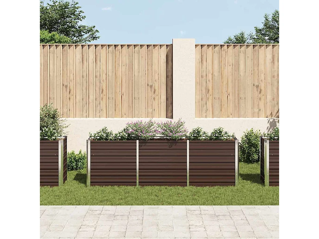 Lit surélevé de jardin Acier galvanisé 240x40x77 cm Marron