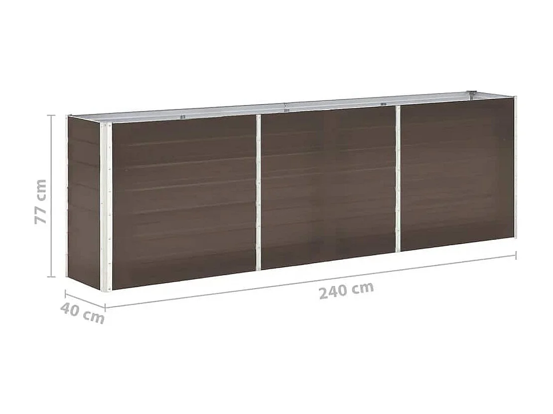Lit surélevé de jardin Acier galvanisé 240x40x77 cm Marron