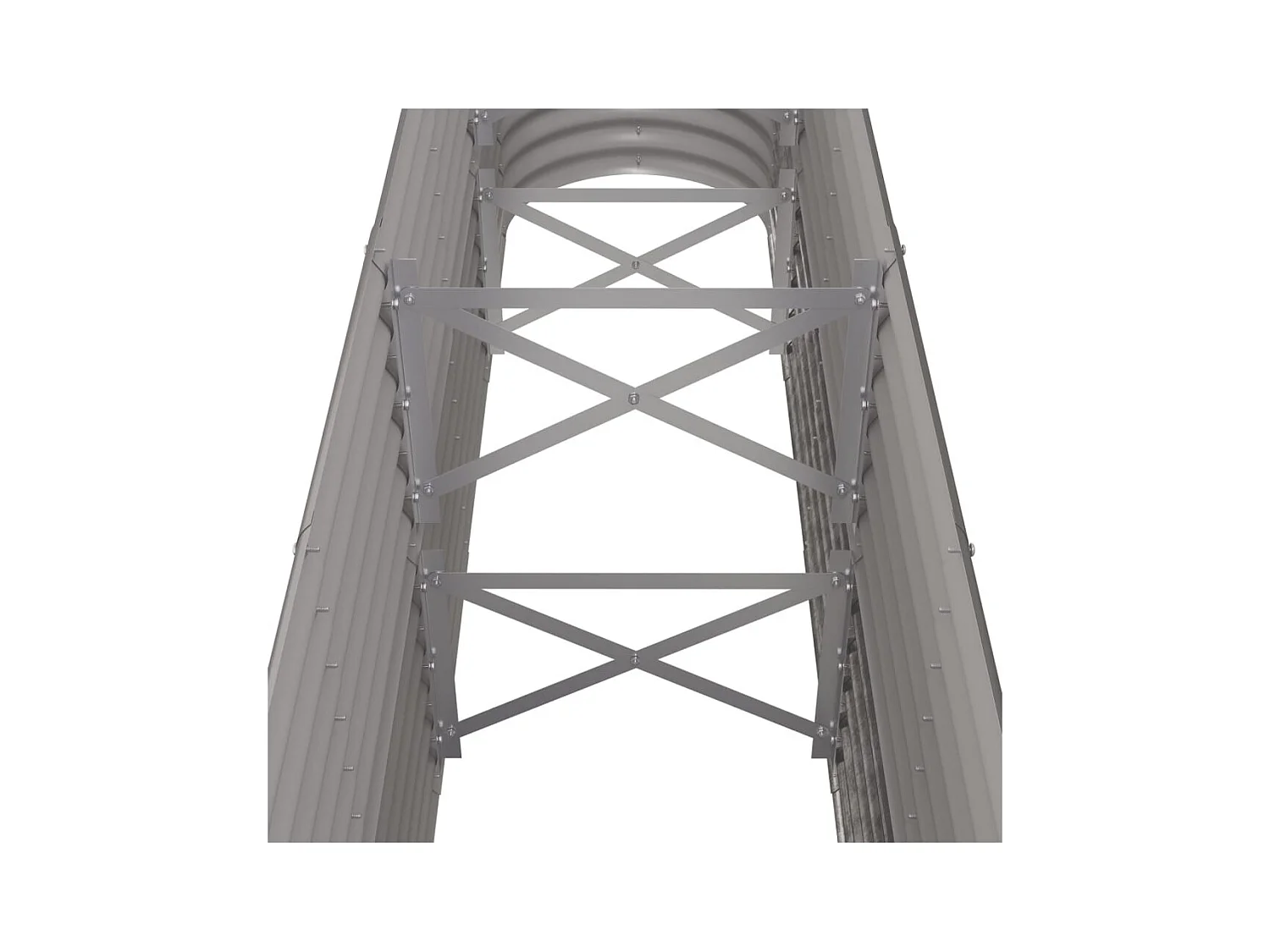 Letto da giardino rialzato in acciaio verniciato a polvere 260x40x68 cm grigio