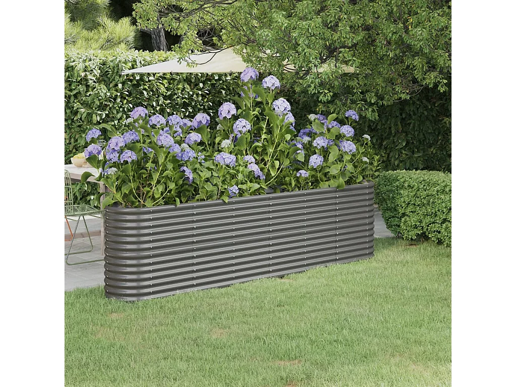 Lit surélevé de jardin Acier enduit de poudre 260x40x68 cm gris