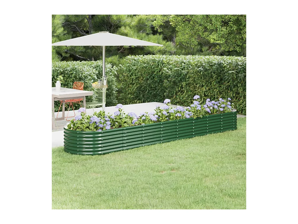 Lit surélevé de jardin Acier enduit de poudre 368x80x36 cm Vert