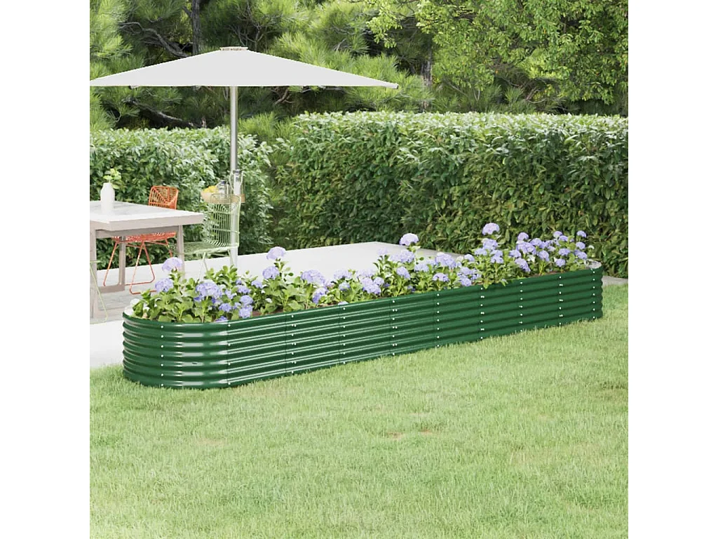 Verhoogd tuinbed gepoedercoat staal 368x80x36 cm groen