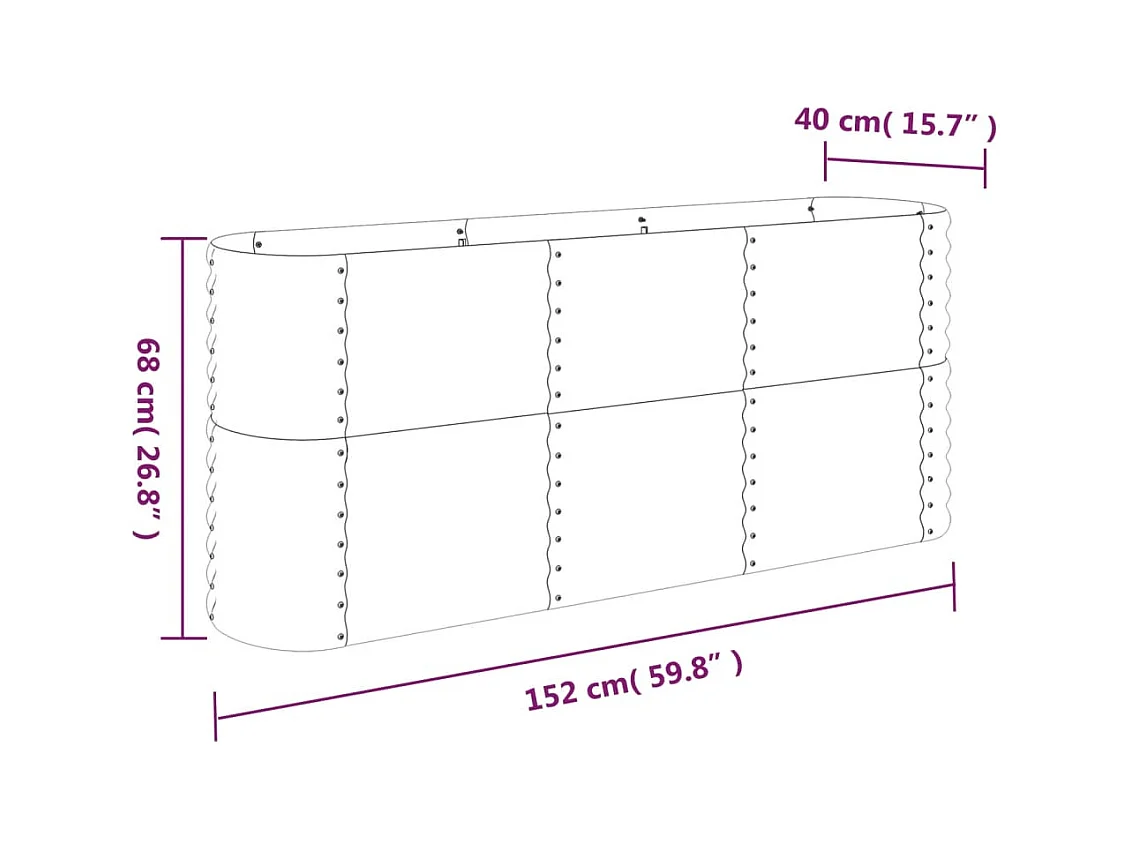 Letto da giardino rialzato in acciaio verniciato a polvere antracite