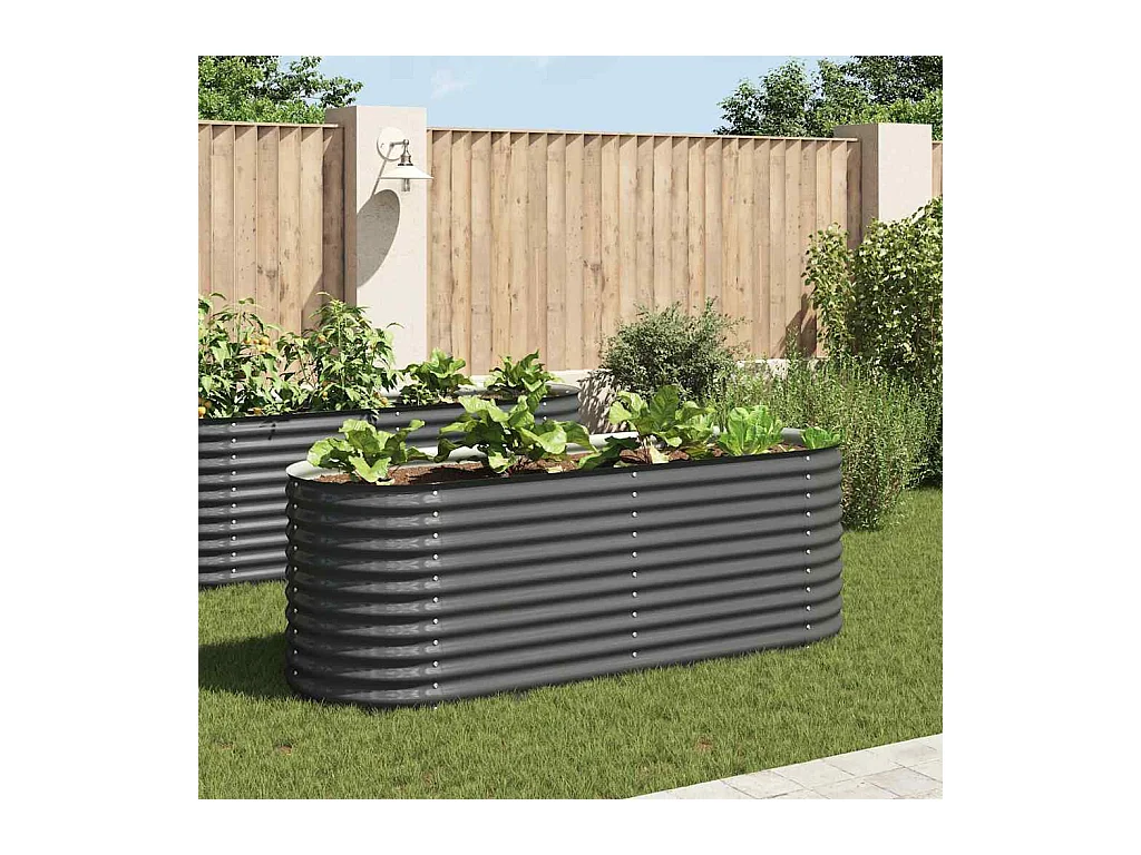 Lit surélevé de jardin 240x80x81 cm Acier galvanisé Gris