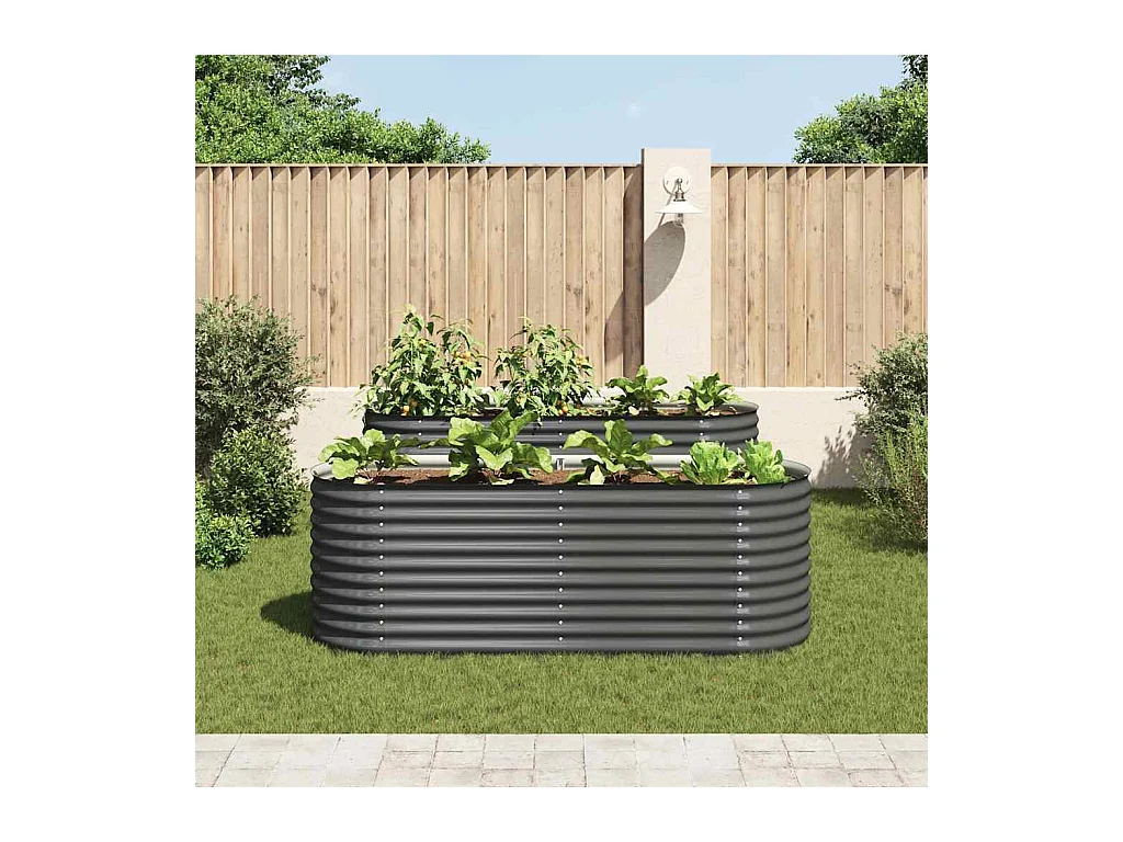 Lit surélevé de jardin 240x80x81 cm Acier galvanisé Gris