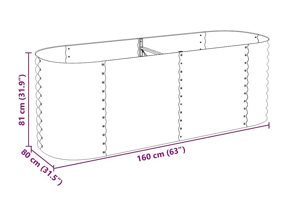Lit surélevé de jardin 240x80x81 cm Acier galvanisé Gris