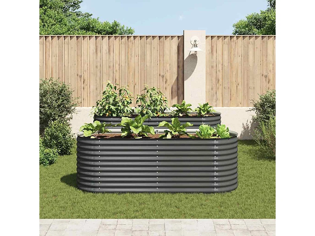 Letto da giardino rialzato 240x80x81 cm Acciaio zincato Grigio