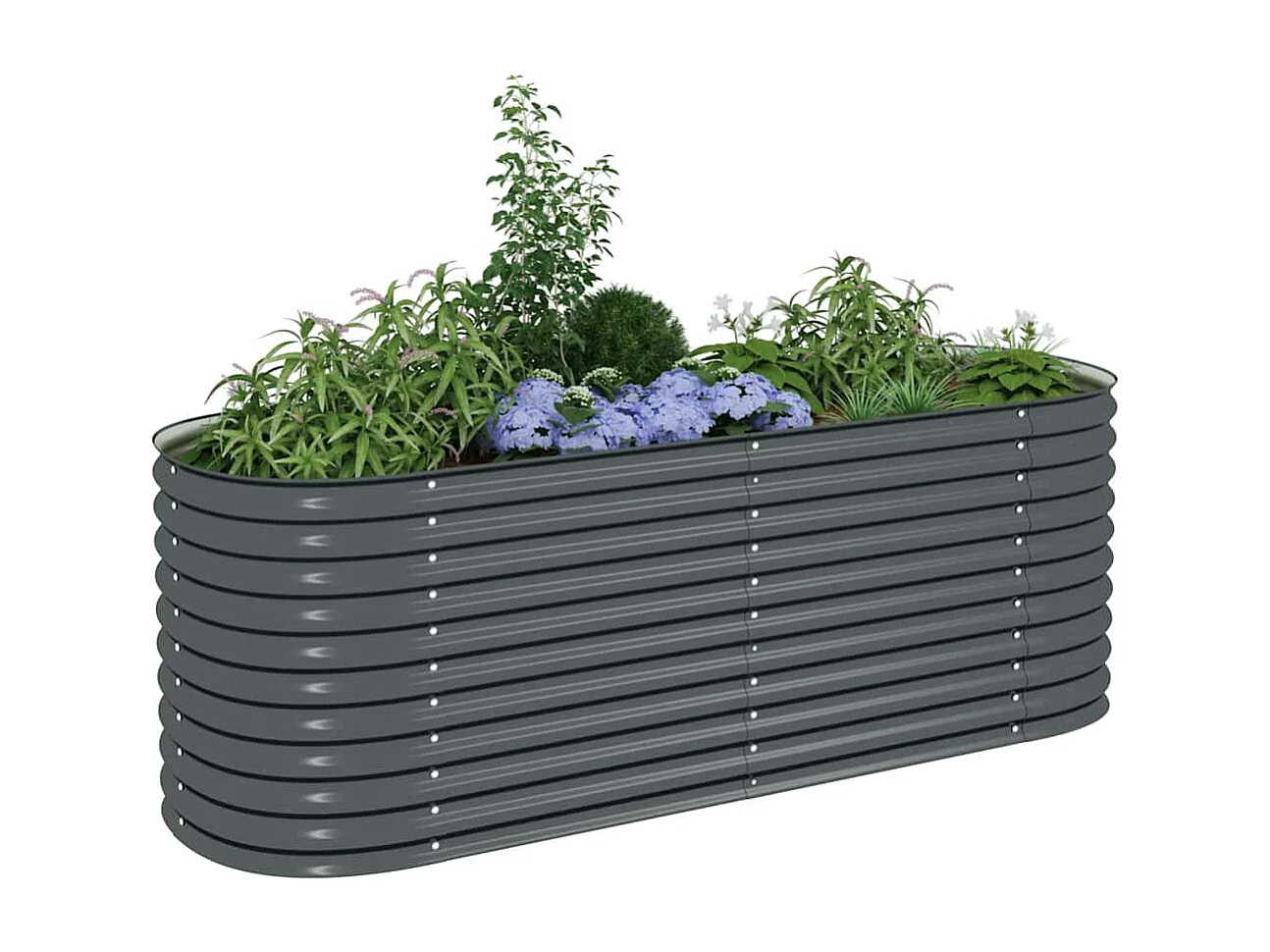 Letto da giardino rialzato 240x80x81 cm Acciaio zincato Grigio