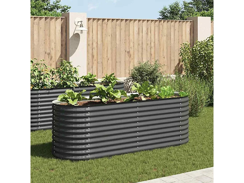 Letto da giardino rialzato 240x80x81 cm Acciaio zincato Grigio