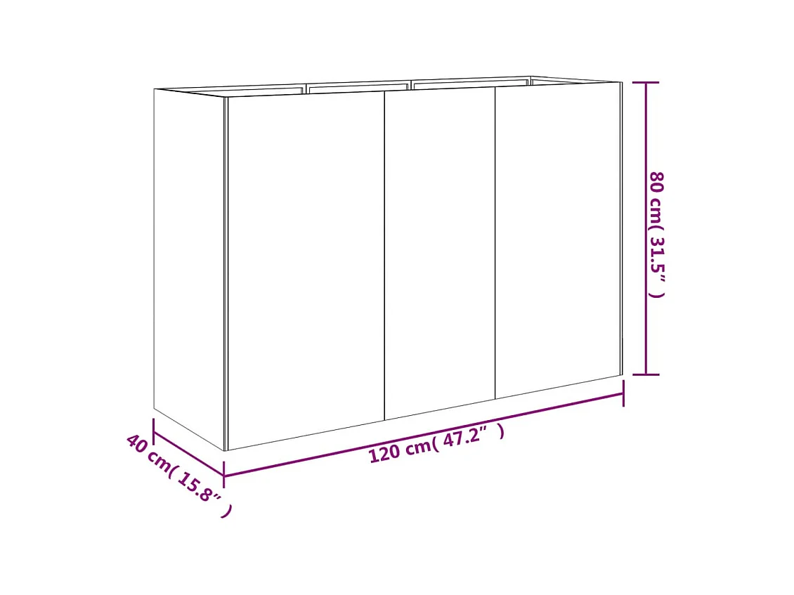 Verhoogd tuinbed 120x40x80 cm cortenstaal