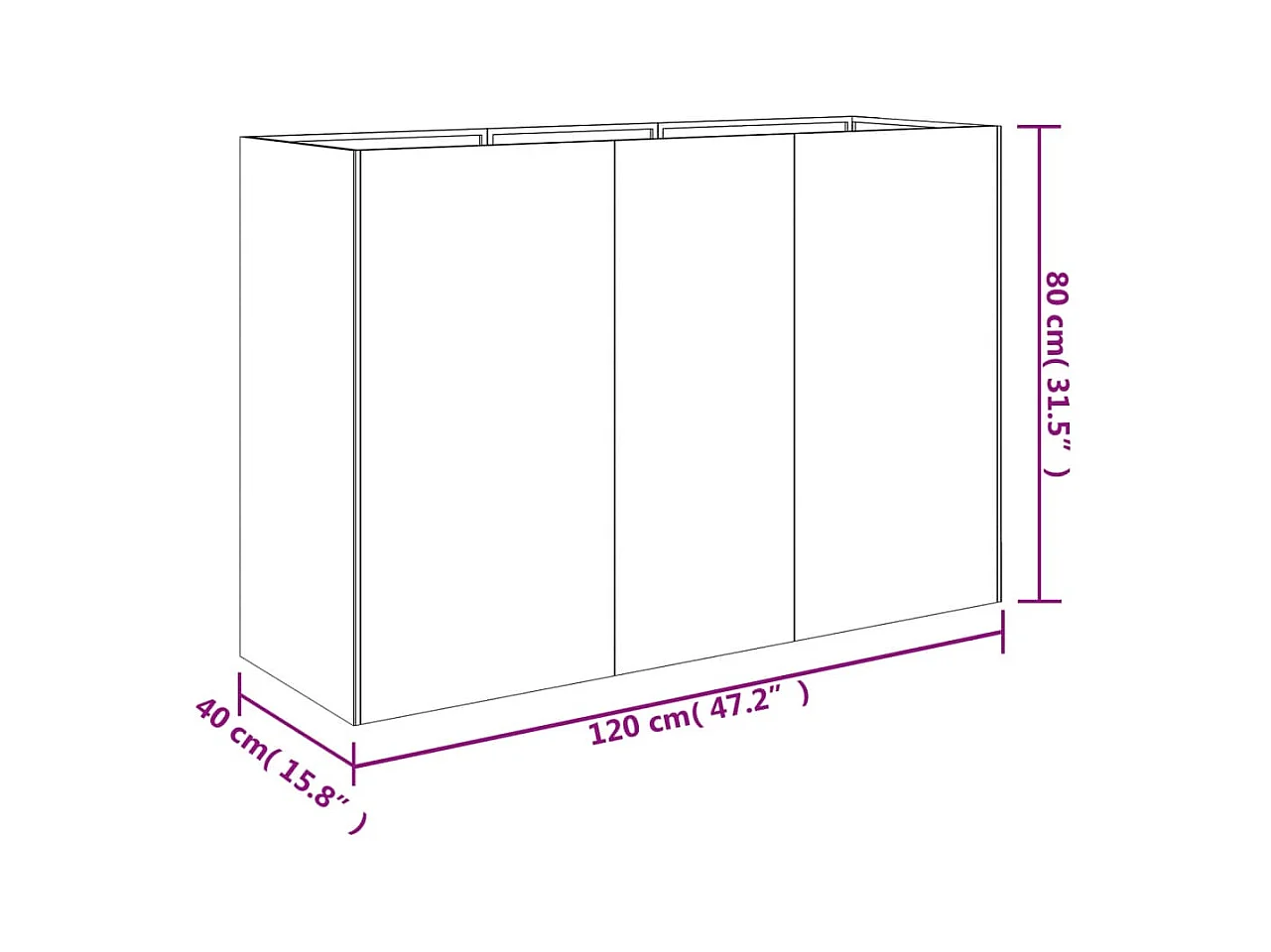 Verhoogd tuinbed 120x40x80 cm cortenstaal