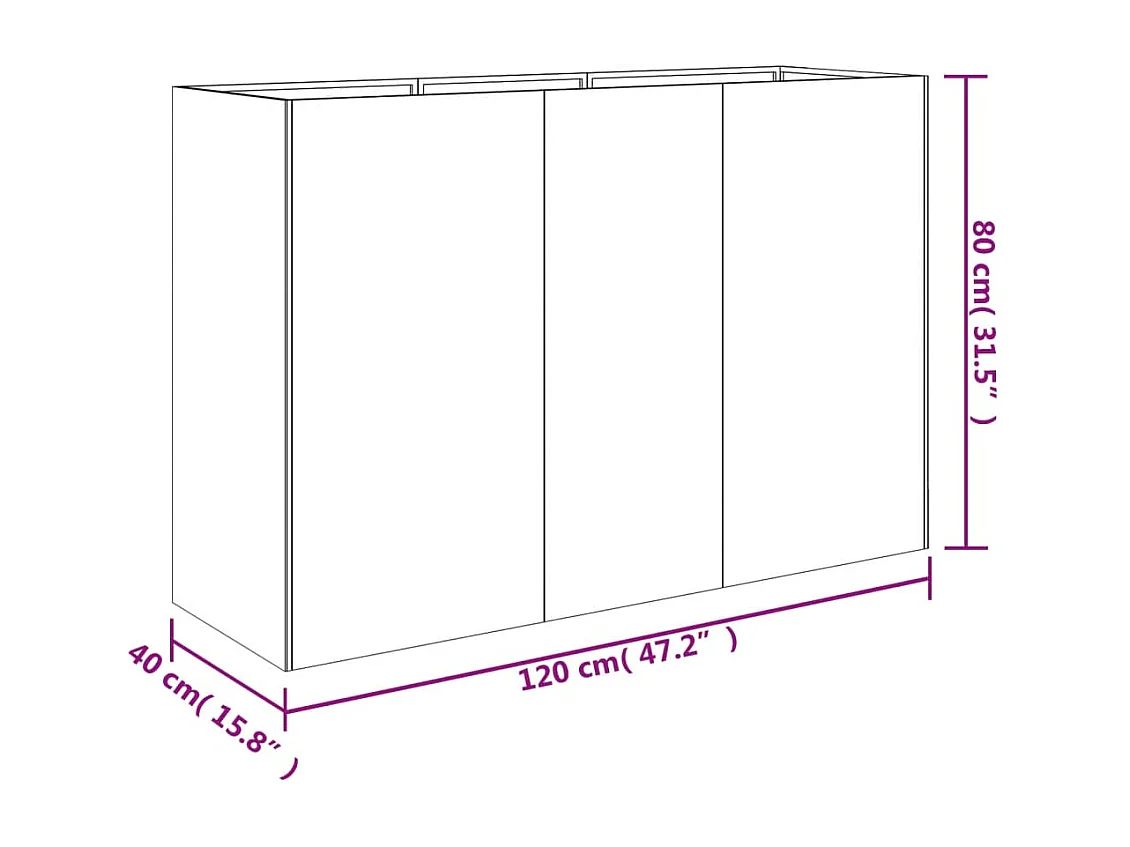 Lit surélevé de jardin 120x40x80 cm acier corten