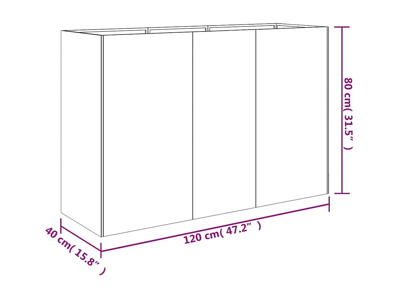 Lit surélevé de jardin 120x40x80 cm acier corten