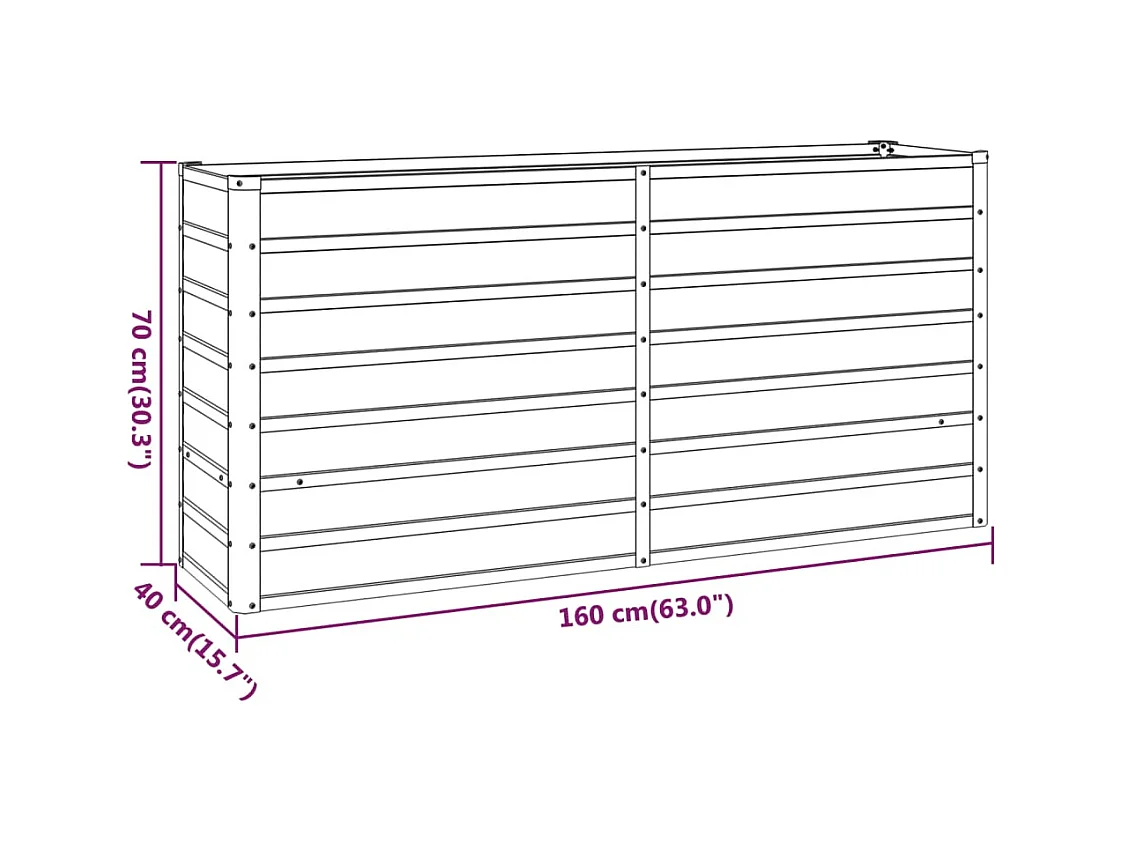 Roestig verhoogd tuinbed 160x40x77 cm cortenstaal
